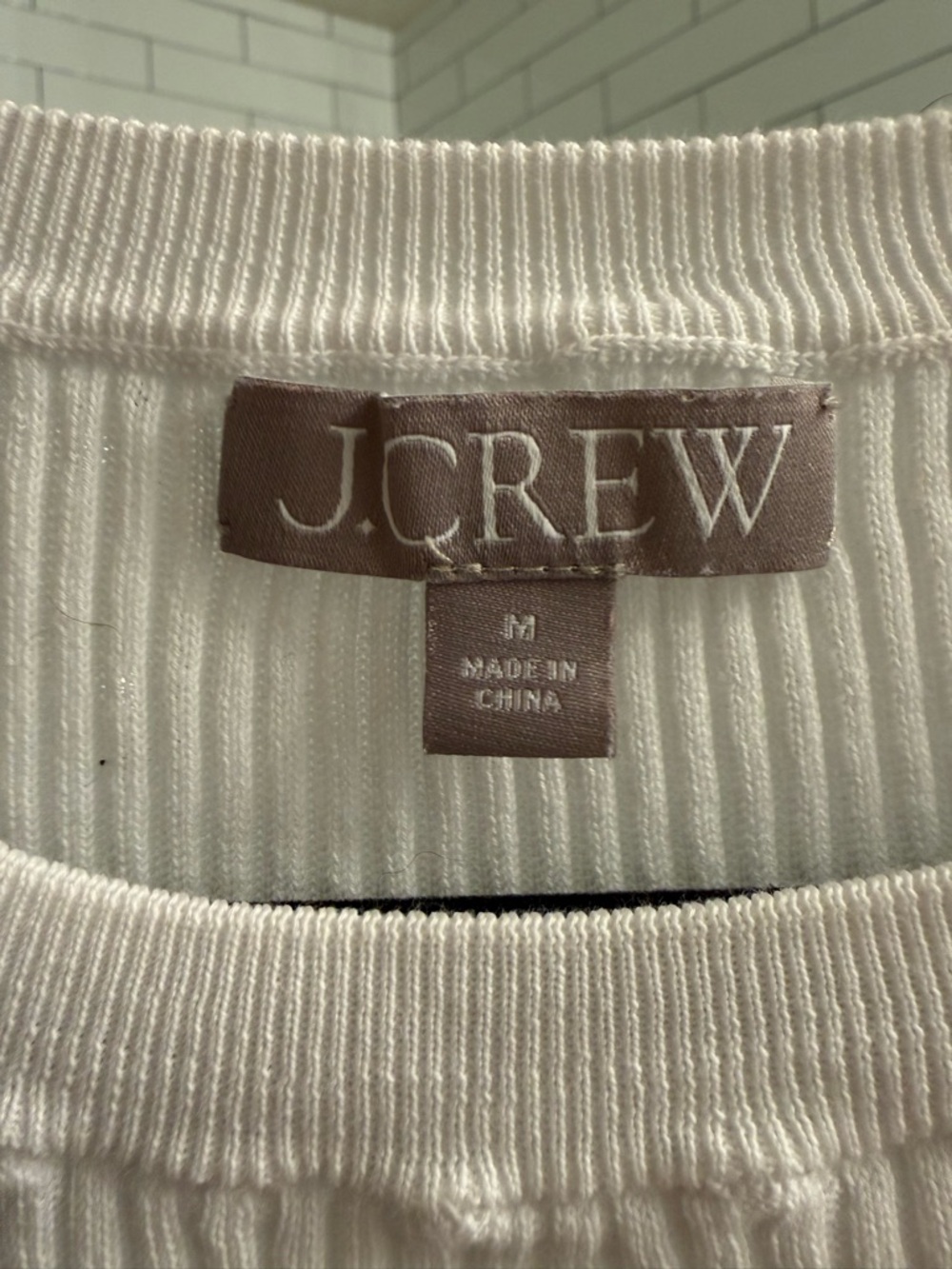 J. Crew White Ribbed Tank with Ruffle Hem - Picture 3 of 4